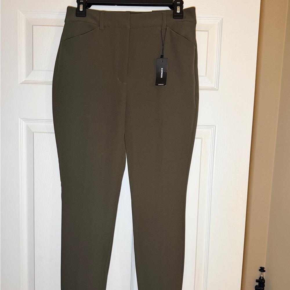Express Editor High Rise Olive Green Trousers